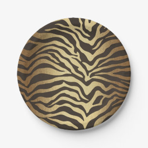 Prato De Papel Elegante Pele de Animal com Estampa de Zebra Glam 