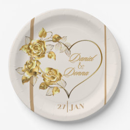 Prato de Papel Elegante Personalizado para Bodas d