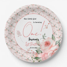 Elegante primeiro aniversario Rosa Rosa Cor-de-Águ