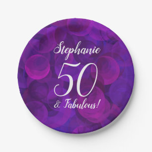 Prato De Papel Elegante Purple 50 e Festa de aniversário fabulos
