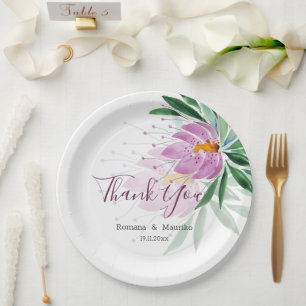 Prato De Papel Elegante Romântico Violeta Lotus Watercolor Art