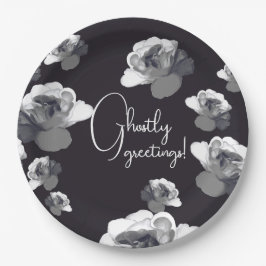 Prato De Papel Elegante saudações de Halloween Rosa