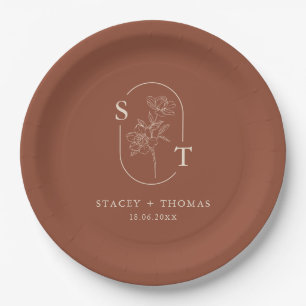 Prato De Papel Elegante Terracotta Whimsical Wedker