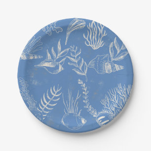 Prato De Papel Elegante toile azul oceano
