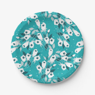 Prato De Papel Elegante Tulip Flower Pattern Botanical Art Design