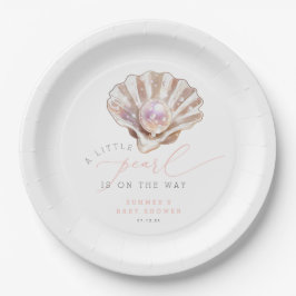 Prato De Papel Elegante Uma Pequena Pérola Está A Caminho Do Chá 