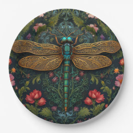 Prato De Papel Elegante Vintage dragonfly boho botânico