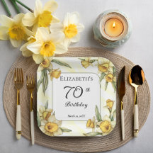 Elegante Yellow Daffodils Floral 70 Birthday