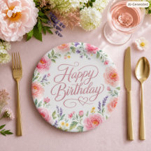 Elegantes Rosas Botânicas Cor-de-Rosa Aniversário
