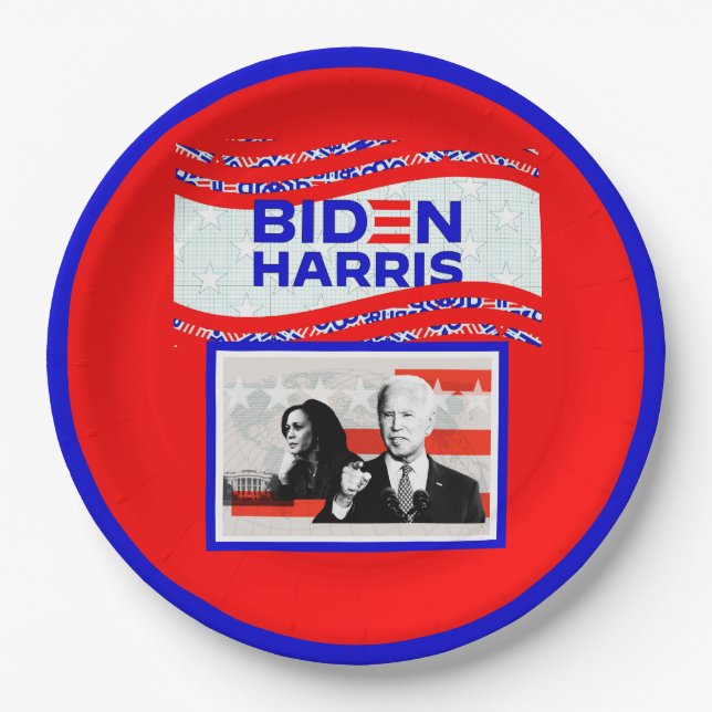 Prato De Papel Eleição 2020 Biden Harris (Frente)