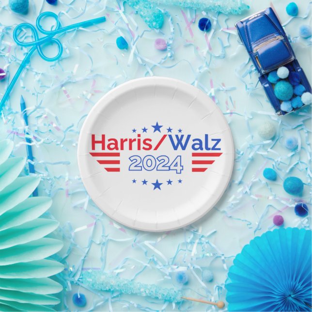 Prato De Papel Eleição De Kamala Harris Tim Walz 2024 (Festa)