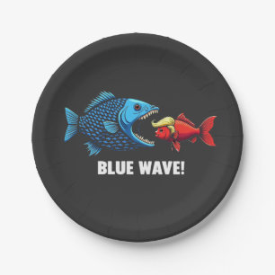 Prato De Papel Eleição de Peixe Blue Wave Kamala Harris Walz