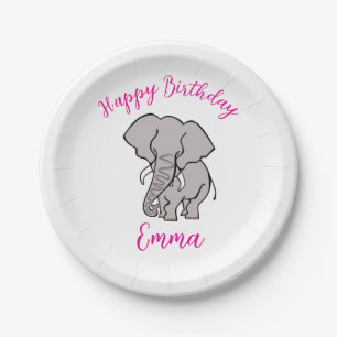 Prato De Papel Elemento gráfico bonito ELEFANTE - Parabéns -