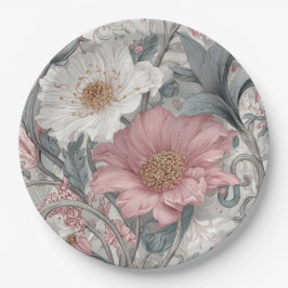 Prato De Papel Elise Rosa e Cinza Jardim Nouveau