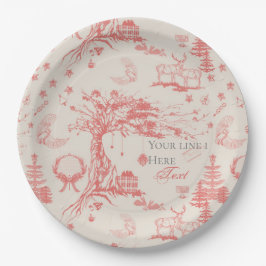 Prato De Papel Elk Woods French Toile em vermelho com personaliza