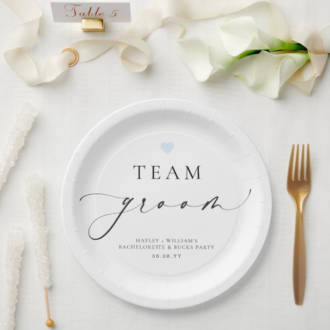Prato De Papel Ellesmere Minimalist Team Groom (Casamento)