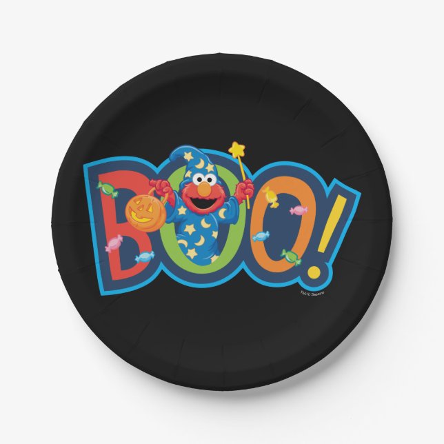 Prato De Papel Elmo | Halloween Boo! (Frente)