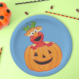 Prato De Papel Elmo   Halloween Jack-O-Lanterna