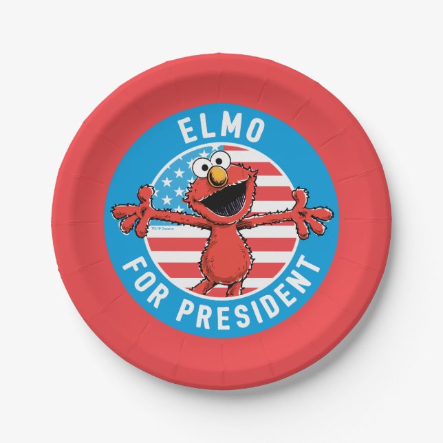 Prato De Papel Elmo para Presidente - Flag (Frente)