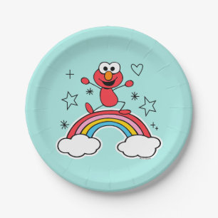 Prato De Papel Elmo Rainbow Doodley Graphic