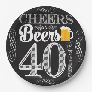 Prato De Papel Elogios e cervejas a 40 anos de placas de papel 9"
