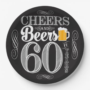 Prato De Papel Elogios e cervejas a 60 anos de placas de papel 9"