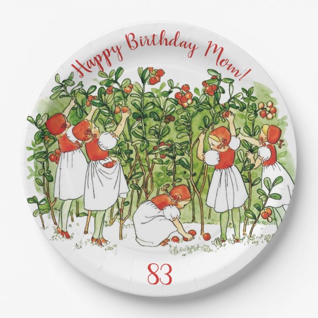 Prato De Papel Elsa Beskow Cute Strawberry Girl (Frente)