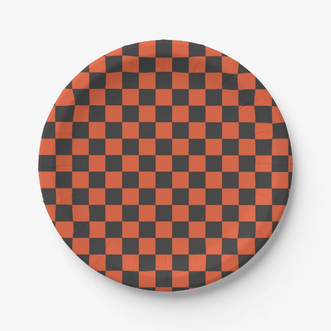 Prato De Papel Ember and ash checkerboard pattern (Frente)