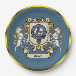 Prato De Papel Emblema da Clan Bruce Azul Personalizado