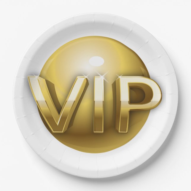 Prato De Papel Emblema VIP Ouro 3D de Luxo (Frente)