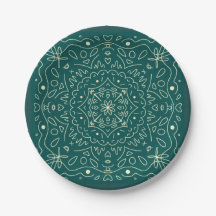 Emerald Mandala Paper Plates