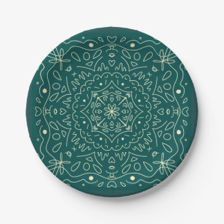 Prato De Papel Emerald Mandala Paper Plates