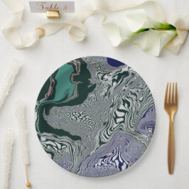 Prato De Papel "Emerald Marble Flow"