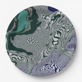 Prato De Papel "Emerald Marble Flow"