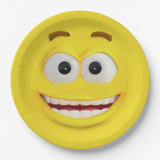 Prato De Papel Emoji Amarelo Feliz
