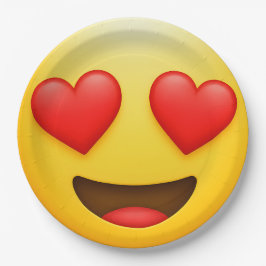 Prato De Papel Emoji de amor amarelo