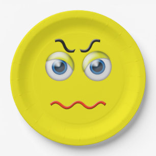 Prato De Papel Emoji irritado