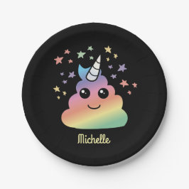 Prato De Papel Emoji - Poop do Arco-Íris Personalizado do Unicórn