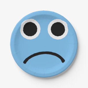 Prato De Papel Emoticon Emoji, Emoticon Azul Triste