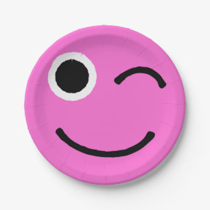 Prato De Papel Emoticon Emojii - Ventilador Cor de Rosa