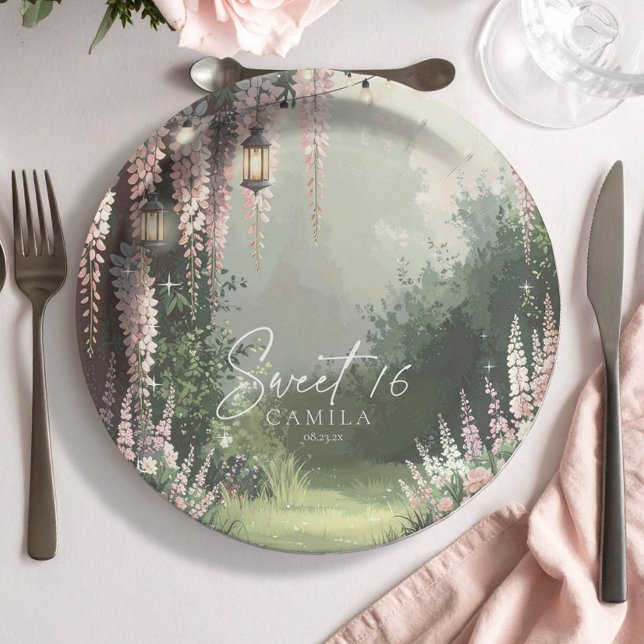 Prato De Papel Encantado Jardim Sweet 16 rosa ID1163 (Criador carregado)