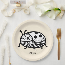 Prato De Papel Encantadora Ilustração do Besouro Desenhado à Mão