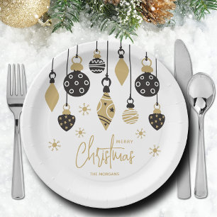 Prato De Papel Enfeites de natal Chic Black e Dourados