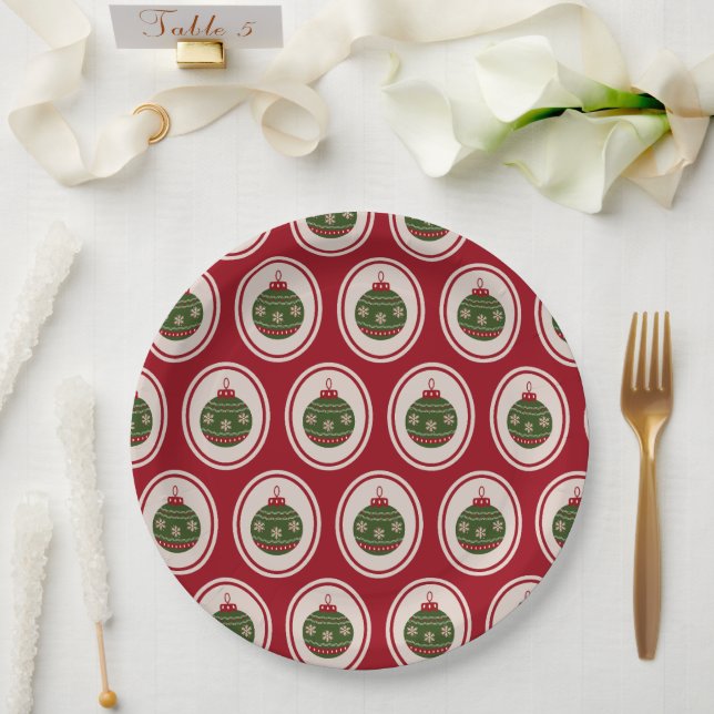 Prato De Papel Enfeites de Natal Vermelhos e Verdes (Casamento)