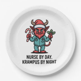 Prato De Papel Enfermeira de Dia Krampus de Noite Enfermagem Enfe