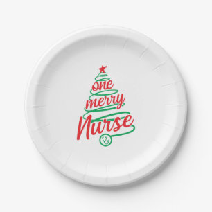 Prato De Papel Enfermeira de Natal, Enfermeira design de Natal