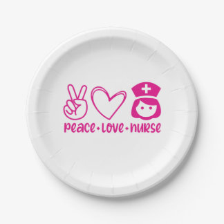 Prato De Papel Enfermeira Gift Peace Love
