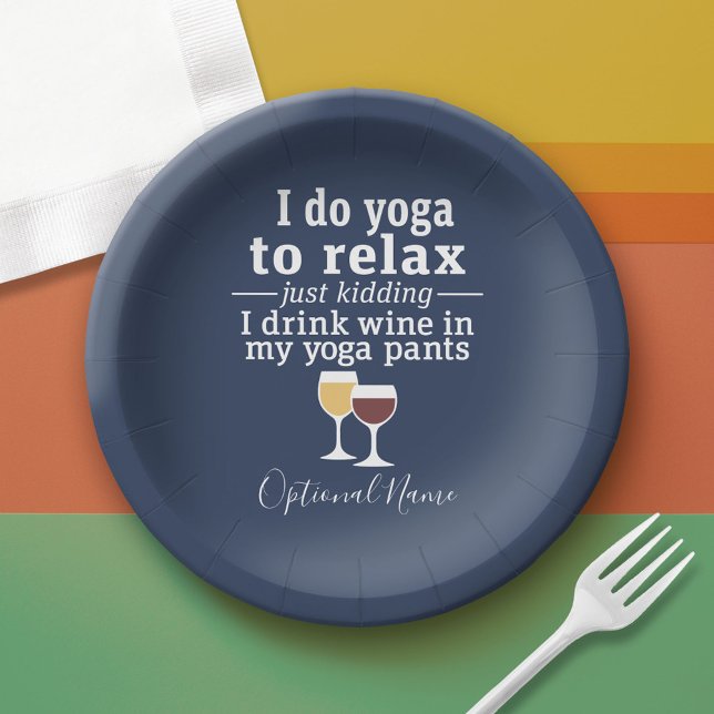 Prato De Papel Engraçada citação de vinho - Eu bebo vinho em calç (Custom Paper Plate)