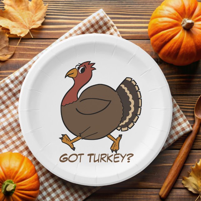 Prato De Papel Engraçado Ação de Graças à Turquia Papelada (Got Turkey? Fun paper plates for your Thanksgiving celebration)