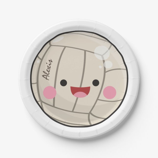 Prato De Papel Engraçado Adorável Voleibol Kawaii Ball Kid (Frente)